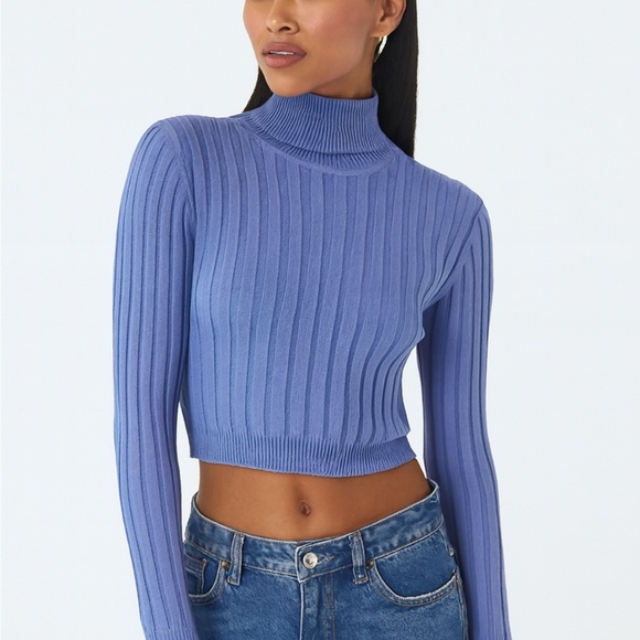 Zara Lavender Ribbed Cowl Sweater - Picture 1 of 2
